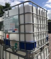 1000 Litre, Clear HDPE, IBC Bulk Container, Square Bars, Galvanised Steel Base
